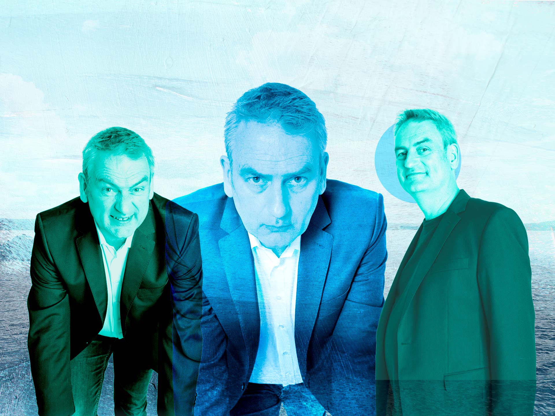 image-motiv-collage-coach-markenauftritt Collage aus drei sich überlagernden Porträts eines Coaches im definierten Farbklima des Markenauftritts.